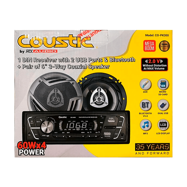 Paquete Estereo y Bocinas 6' Coustic CO-PK300 BT USB