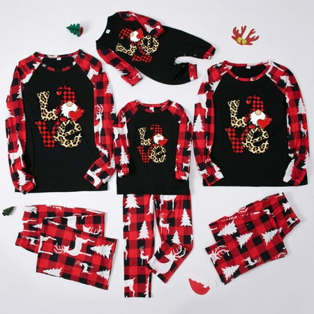 

Cuhas Men Dad Christmas Plaid Print Family Matching Long-Sleeved Top + Pants Set