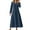 Navy, variant on Conairie Maxi Dresses for Women Solid Color V Neck Loose Stretch Fashion Long Sleeve A-Line Dress Lightweight Soft Lounge Long Swing Dress Beige L