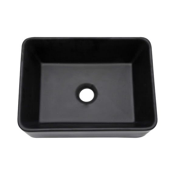 16"×12"×5.5" Black Ceramic Rectangular Countertop Bathroom Sink