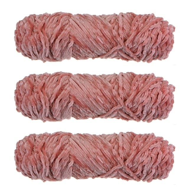 Unique Bargains Fil Chenille en Velours Polyester Corail, 3 Écheveaux