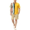 thumbnail image 2 of Lars Amadeus Men's Button Down Shirt Color Block Short Sleeve Striped Summer Shirts, 2 of 6
