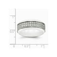 thumbnail image 2 of 8mm Stainless Steel Polished White Ceramic Cubic Zirconia Ridged Edge Ring - Size 5, 2 of 2