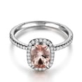 thumbnail image 2 of Limited Time Sale 1.25 carat Morganite (Oval cut Morganite) Solitaire Engagement Ring in 10k White Gold for Women, 2 of 3
