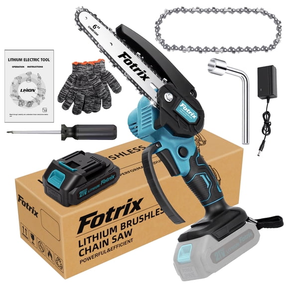 6-Inch Cordless Mini Chainsaw Combo, Handheld Electric Chain Saw with Battery & Charger for Tree Trimming,