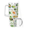 thumbnail image 3 of St Patricks Day Leprechaun Shamrock Pattern Cup Insulated Tumbler Stainless Steel Vacuum Travel Mug 40 oz with Handle and Straw Lid, 3 of 7