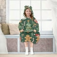 thumbnail image 7 of FORMRS Wearable Blanket Hoodie with Sleeves for Kids Cozy Flannel Sweatshirt, Brown Christmas Gingerbread, 7 of 7