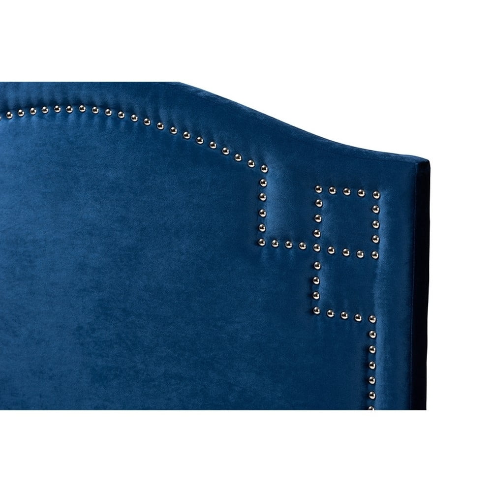 Aubrey Modern and Contemporary Royal Blue Velvet Fabric Upholstered Twin Size Headboard
