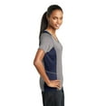 thumbnail image 3 of Sport-Tek Ladies Heather Colorblock Contender V Neck Tee-M (Vintage Heather/ True Navy), 3 of 6
