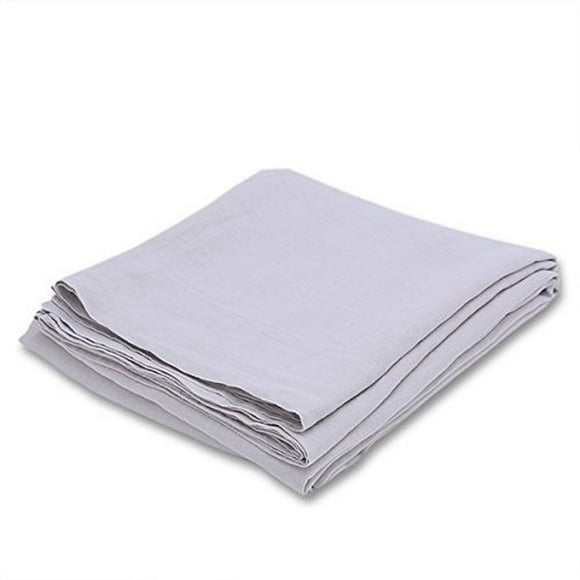 LinenMe Stone Washed Flat Sheet, 66" x 102", Silver