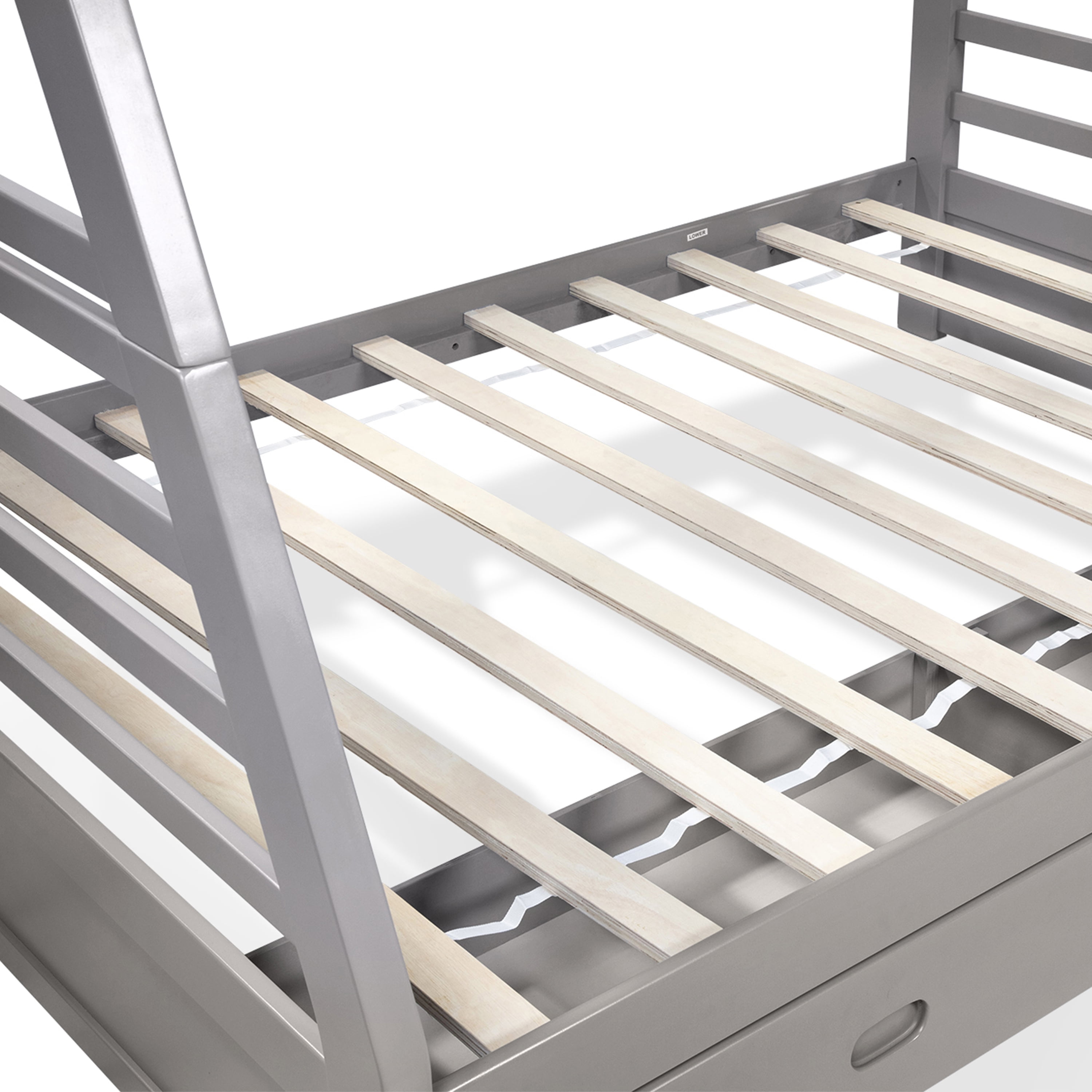 Furniture of America Luke Wood Gray Twin/Full Kids Bunk Bed with Drawers