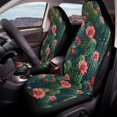 thumbnail image 4 of POLERO Cactus Flower Print Car Seat Protector, 2pc Set Stretchy Polyester Fabric Automotive Seat Cover for Sedan Auto Interior, 4 of 12