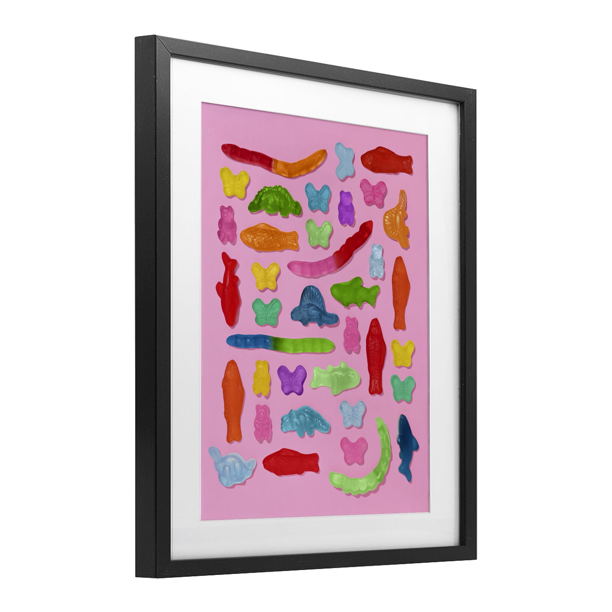 Stupell Industries Pink Gummy Animal Collage Black Framed Print Under Glass, design by LISH Creative