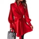thumbnail image 1 of Vestido Camisero Informal de Larga con Cuello en V y Lazo para Mujer, Corte A, Minivestido Corto Rojo L, 1 of 9