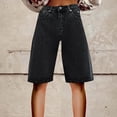 thumbnail image 4 of High Waist Denim Shorts, Audhol Womens Summer Denim Shorts Trendy High Waist Ripped Distressed Jean Shorts Stretchy Hem Casual Jean Shorts Women's Jean Shorts Black 2XL, 4 of 9