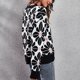 thumbnail image 4 of Suéter de punto mujeres sueltas dropped hombro manga larga flor color matching knit pullover Top Rosa olla L, 4 of 8