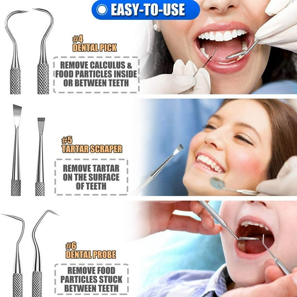 #1 Dentist Tools Kit – A Grade Stainless Steel Dental Hygiene Set, Tarter  Remover, Dental Pick, Dental Scraper, Mouth Mirror and Free Protective Case