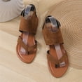 thumbnail image 4 of KBODIU Women's Roman Sandals Summer Beach Thong Flat Sandals Brown 37, 4 of 7