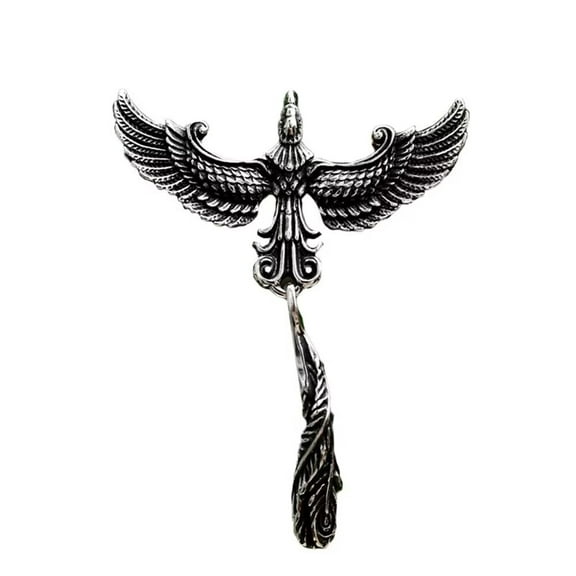 HIJONES Women Men's Phoenix Necklace Stainless Steel Vintage Rebirth Pendant Chain All Match Sweater Jewelry Silver