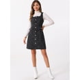 thumbnail image 4 of DARING DIVA Women's Tweed Square Neck A Line Pinafore Dresses L Black, 4 of 6