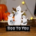 thumbnail image 4 of HUASHENG Halloween Wooden Sign Decorations Indoor Wooden Table Centerpieces Standing Wood Tray Decor For Halloween Desk Home Rustic Farmhouse Living Room, 4 of 5