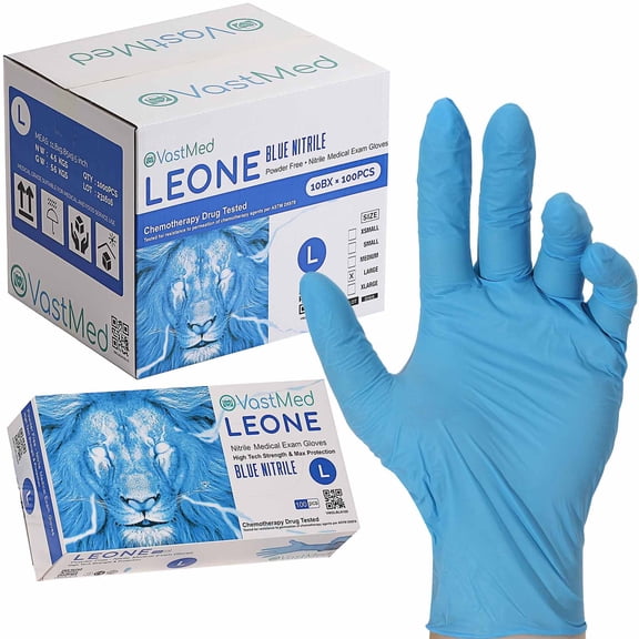 500PCs Dental Grade Examination Leone Nitrile Gloves by VASTMED | 4.0G Finger Tips Texture Latex/Powder-Free Professional Grade Gloves