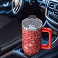 thumbnail image 4 of Double Wall 40oz Tumbler Gift - Festive Stainless Steel w/Reindeer Pattern, Leakproof w/Handle & Straw, 4 of 5