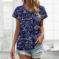 thumbnail image 3 of Paisley Pattern Blue Women's Blouse Short Sleeve Women's Top T-Shirt Spring Summer Clothes, 3 of 7