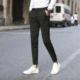 thumbnail image 5 of Pantalones de verano para hombre de corte ajustado y elástico de sastrería social Pantalones de traje masculino de alta calidad con corte entallado y elástico 9", 5 of 5