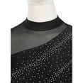 thumbnail image 5 of Mufeng Women's Long Sleeve Figure Ice Skating Dress Mesh Rhinestone Roller Skating Lyrical Dance Black M, 5 of 7