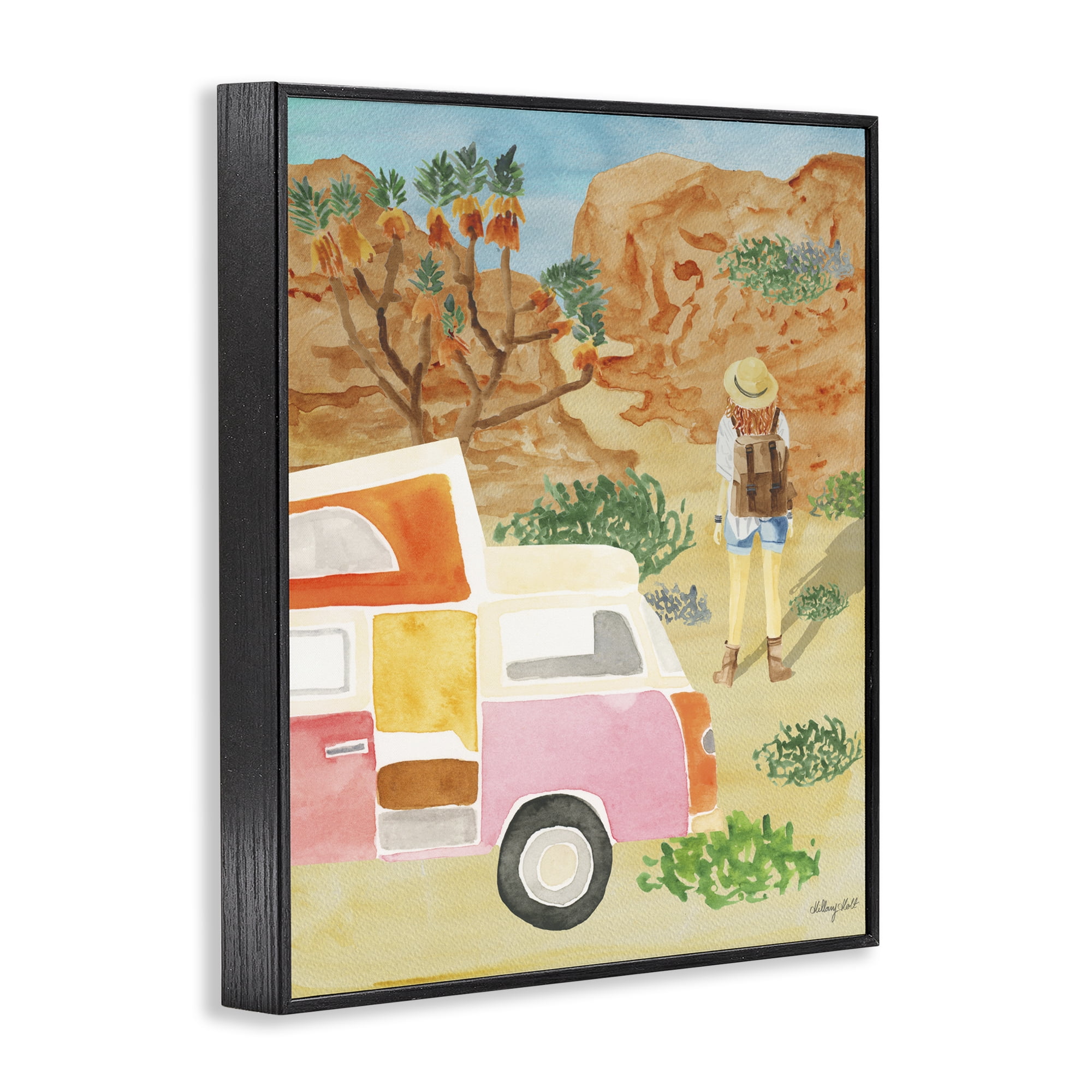 Stupell Industries Mojave Desert Road Trip Black Framed Giclee Art, design by Hillary Holt