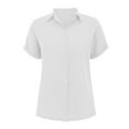 thumbnail image 4 of Weikingp Button Front Tops For Women Button Down Shirts For Women Button Down Shirts For Women Short Sleeve Linen Button Down Shirt Women Cotton Linen Tops For Women White XL, 4 of 9