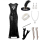 thumbnail image 2 of Vestido estilo flapper de los años 20 para mujer, ideal para fiestas de noche, con lentejuelas y flecos, conjunto de collar y pulsera de los años 20, 2 of 4