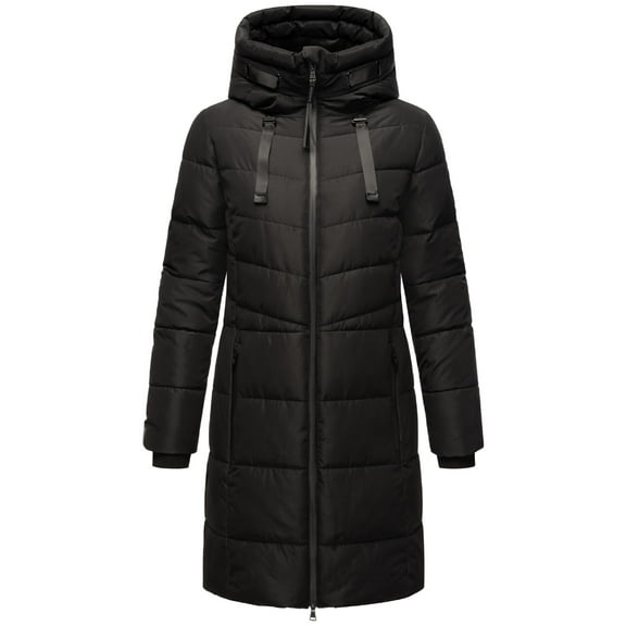 Marikoo Women's Warm Winter Coat with Hood - Quilted Thigh-Length Jacket - Natsukoo XVI