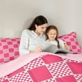 thumbnail image 5 of jejeloiu Geometric Plaid Grid Full Size Comforter Sets,Modern Geometric Checkered Bedding Comforter Set,Pink White Checkerboard Bedding Sets For Children,Microfiber Bedroom Decor Reversible,3 Pieces, 5 of 8