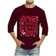 thumbnail image 1 of Camisas de Manga Larga para los Hombres Día de San Valentín Impresión Cuello Redondo Moda Casual, Mezcla de Poliéster de Lino de Algodón para Primavera Verano, 1 of 1