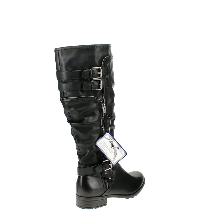 White Mountain Women s Remi Riding Boots Black Burnished Smooth Gray Size 7.5 M