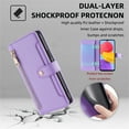 thumbnail image 3 of Jiahe Cover for Samsung Galaxy A22 5G, Multifunctional Wallet Case with Card Holder and Shoulder Strap,PU Leather Magnetic Closure Zipper Pocket Kickstand Wristband Flip Leather Cover, purple, 3 of 7