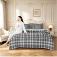 thumbnail image 5 of Manfei Vintage Grid 7-Piece King Bedding,Modern Check King Bed in a Bag,Light Black,Light Gray Reversible, 5 of 7