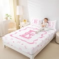 thumbnail image 3 of Erosebridal Cartoon Bowknot Girls Full Size Sheets, Monogrammed E Bed Sheets, White Pink, 4-Piece, 3 of 5