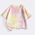 thumbnail image 6 of Babcutegg Kids Tie-Dye Short Sleeve T-Shirt – Casual Summer Cotton Top with Round Neck, Breathable Lightweight Outerwear for Everyday Wear Yellow Size 7-8, 6 of 6
