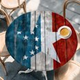 thumbnail image 4 of American Star Retro Round Tablecloth 45-54 Inch Round Fitted Table Cloth with Elastic Edge, USA Teal Red Star Vintage 4th of July Waterproof Table Cover Protector for Outdoor Picnic Party Dining, 4 of 9