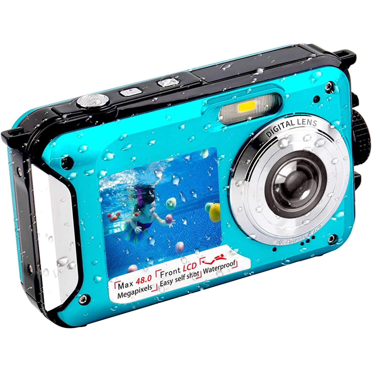 SEREE Waterproof Digital Camera Underwater Cameras FHD 2.7K 48 MP Dual