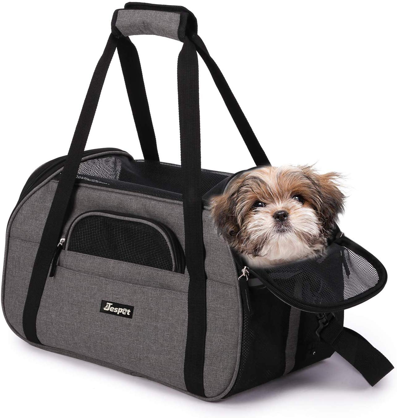 Breathable 4-Windows Design perfrom Pet Carrier Soft Cat Carrier Airline Approved Soft Side Pet Carrier for Cats Small Dogs Travel Carrying Handbag 