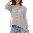thumbnail image 2 of Moda mujer damas suelta gasa casual de manga larga Tops blusas SG, 2 of 9