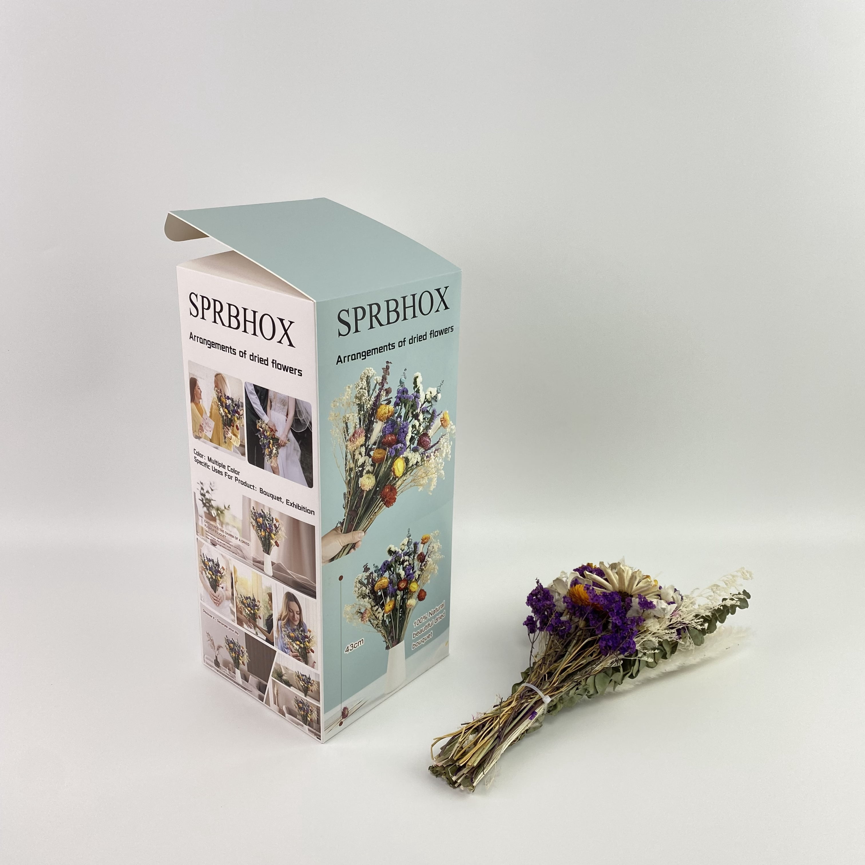 SPRBHOX Arrangements of dried flowers,Natural Dried Flower Bouquet, 17" DIY Floral Arrangements with Eucalyptus Strawflower Lavender, Rustic Boho Wedding and Home Centerpiece Decorations