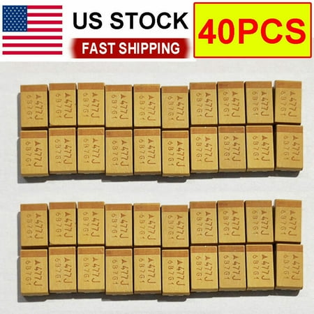

20/40/100PC Tantalum Capacitors Kit 477J 6.3V 470uF Type D SMD 7343 10% Surface
