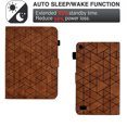 thumbnail image 2 of Embossed Folio Flip Smart Case for Amazon Fire HD 7 2019/2017/2015, Premium PU Leather Kickstand Card Slots Magnetic Auto Sleep / Wake with Pen Slot Case for Fire HD 7 2019/2017/2015, Brown, 2 of 5