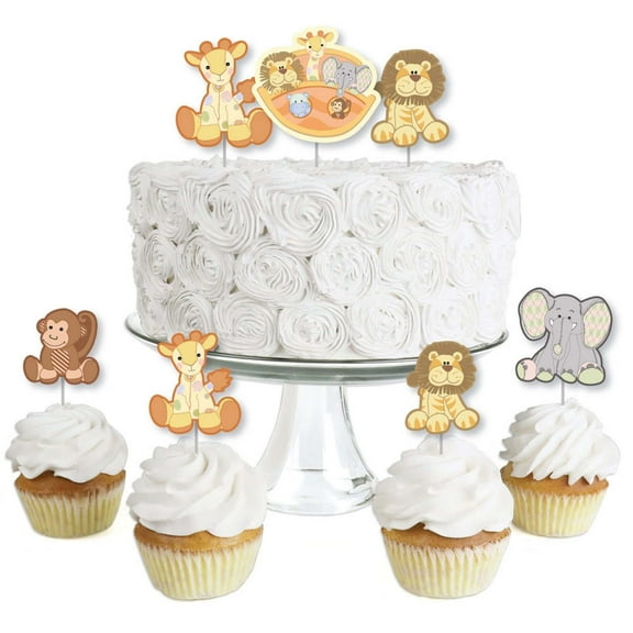 Big Dot of Happiness Noah's Ark - Dessert Cupcake Toppers - Baby Shower Clear Treat Picks - Set of 24
