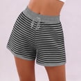 thumbnail image 6 of CALAFEBILA Striped Shorts for Women Summer Knit Casual Womens Shorts Comfy Drawstring Shorts, 6 of 6